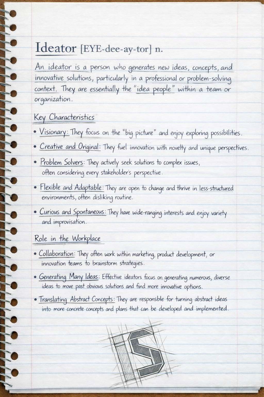 Notebook definition: What is an ideator?